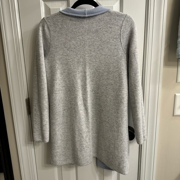 LOFT Reversible Blue & Gray Wool Blend Sweater Jacket Cardigan Coatigan Sz S - Picture 3 of 9